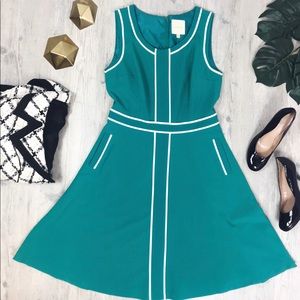 ModCloth Teal and White A-line sleeveless dress